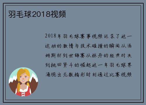 羽毛球2018视频